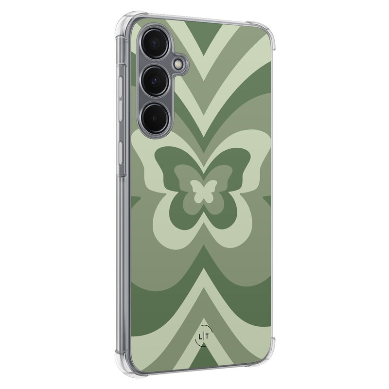 Leuke Telefoonhoesjes Samsung Galaxy A35 shockproof case - Retro vlinder groen