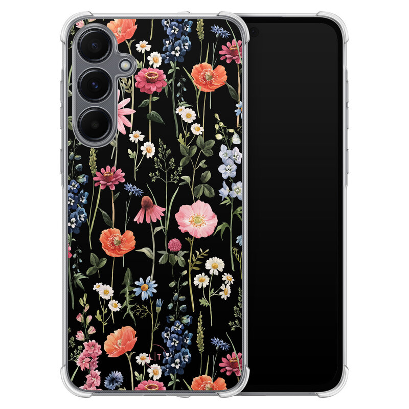 Leuke Telefoonhoesjes Samsung Galaxy A35 shockproof case - Dark flowers