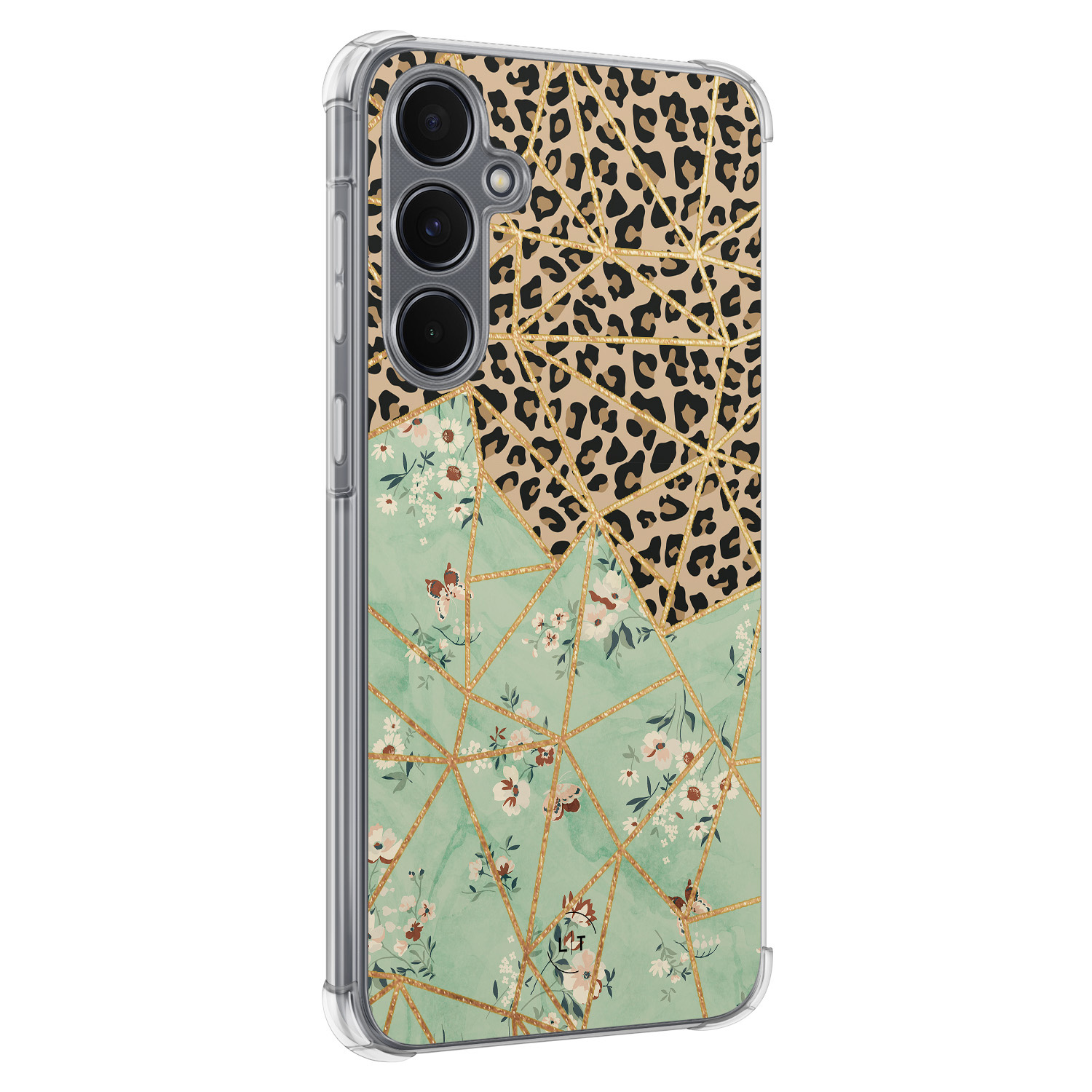 Leuke Telefoonhoesjes Samsung Galaxy A35 shockproof case - Luipaard flower print
