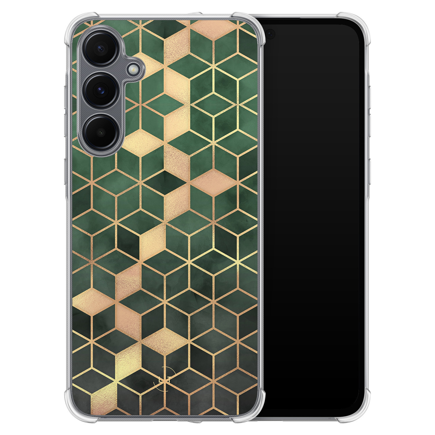 Leuke Telefoonhoesjes Samsung Galaxy A35 shockproof case - Kubus groen