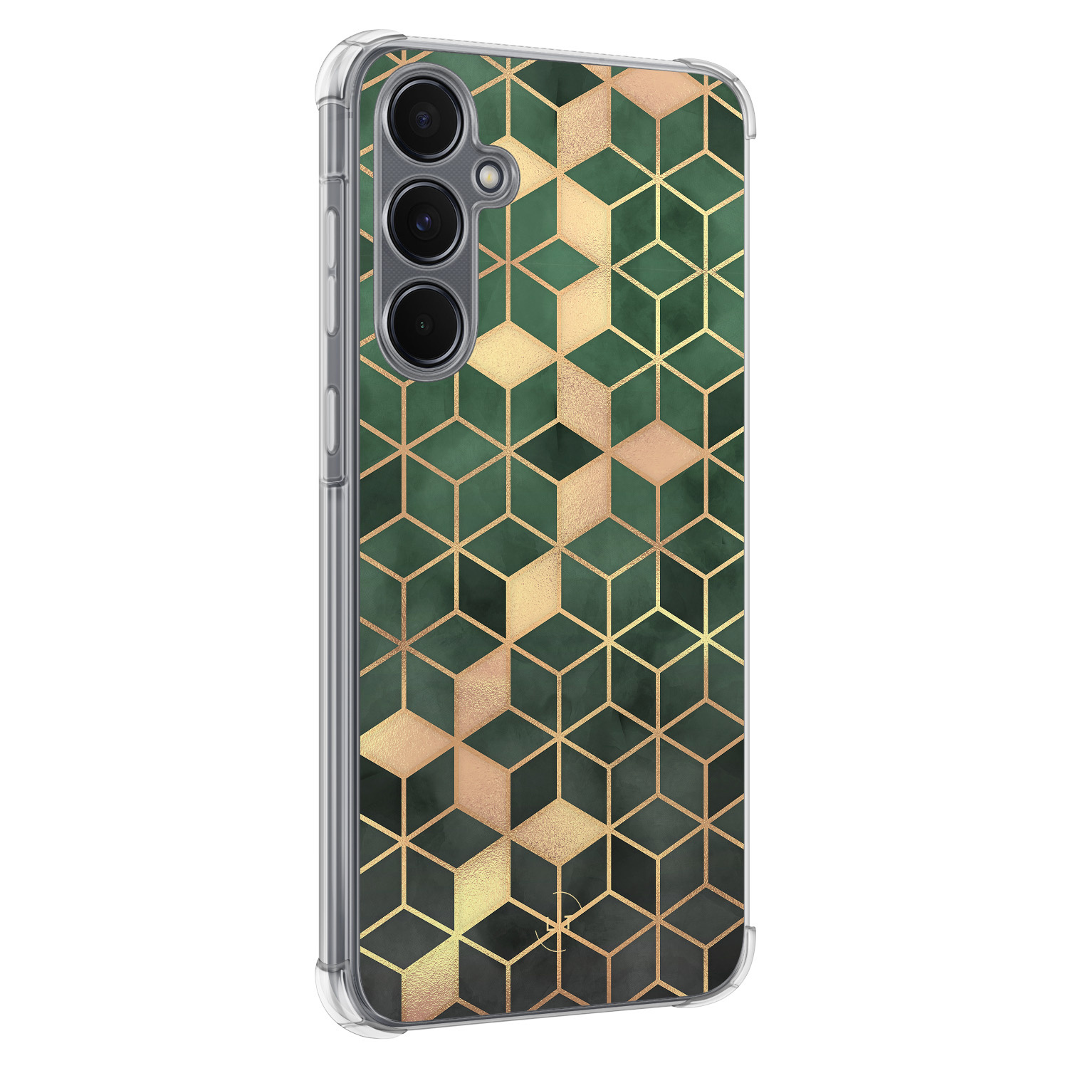Leuke Telefoonhoesjes Samsung Galaxy A35 shockproof case - Kubus groen