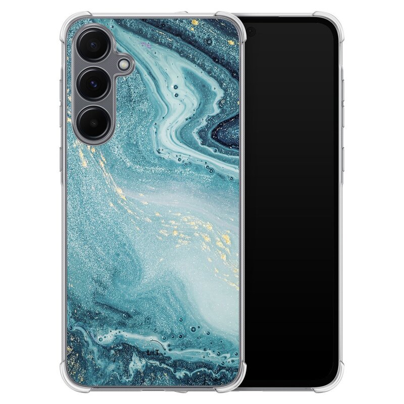 Leuke Telefoonhoesjes Samsung Galaxy A15 shockproof case - Marmer blauw