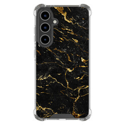 Leuke Telefoonhoesjes Samsung Galaxy S24 FE shockproof case - Marmer zwart goud