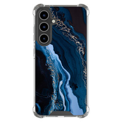 Leuke Telefoonhoesjes Samsung Galaxy S24 FE shockproof case - Marmer lagoon blauw