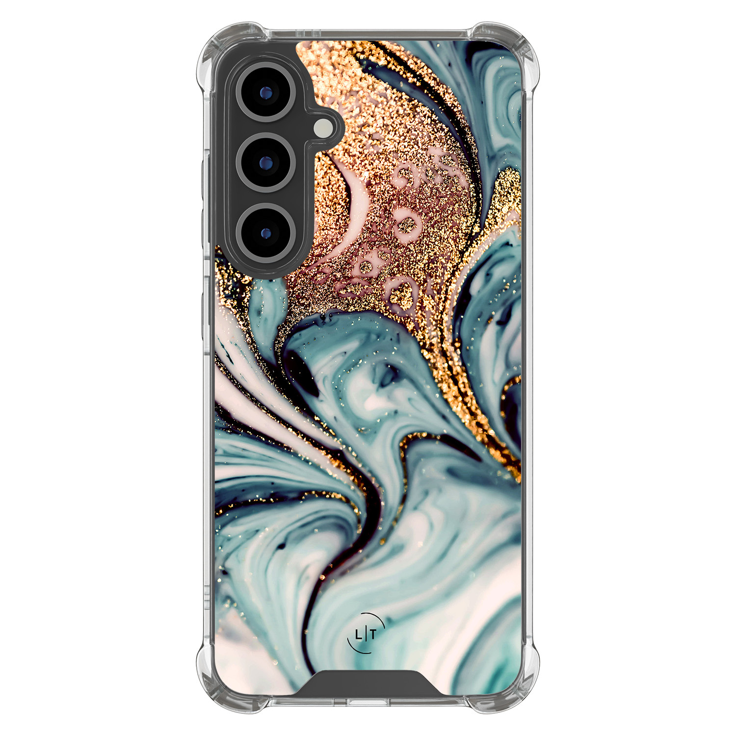 Leuke Telefoonhoesjes Samsung Galaxy S24 FE shockproof case - Marmer blauw goud