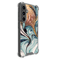 Leuke Telefoonhoesjes Samsung Galaxy S24 FE shockproof case - Marmer blauw goud