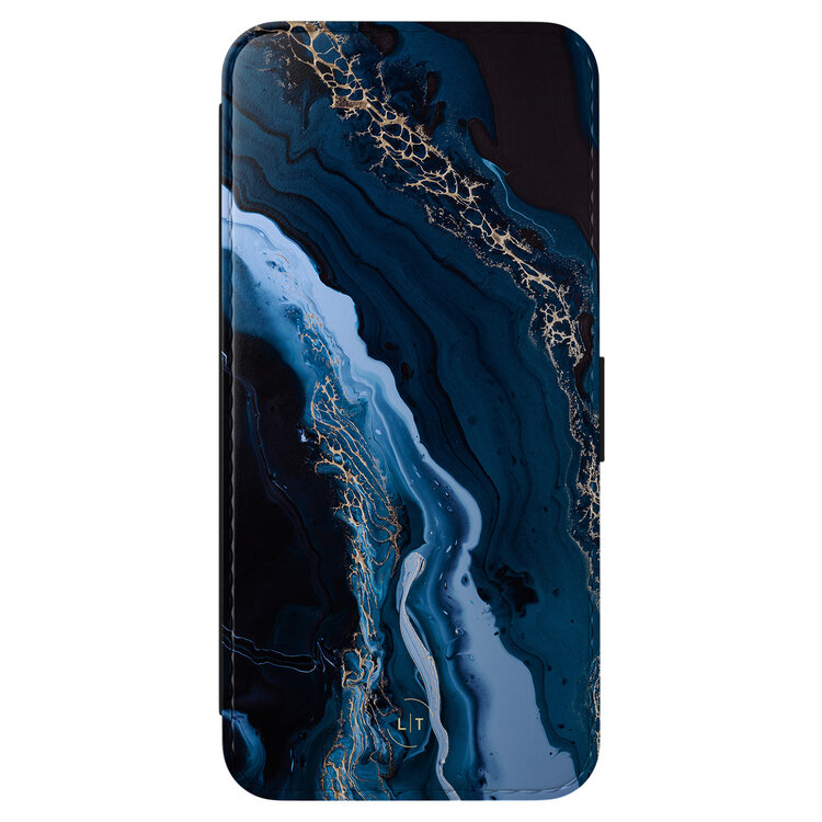 Leuke Telefoonhoesjes Samsung Galaxy A56 bookcase leer - Marmer lagoon blauw