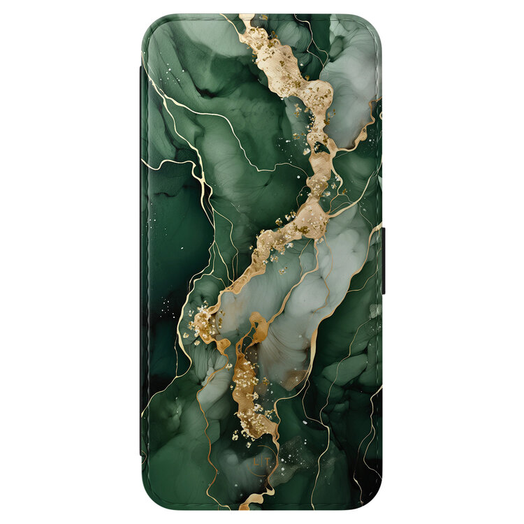 Leuke Telefoonhoesjes Samsung Galaxy A56 bookcase leer - Marmer groen goud