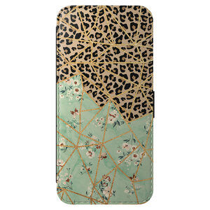 Leuke Telefoonhoesjes Samsung Galaxy A56 bookcase leer - Luipaard flower print