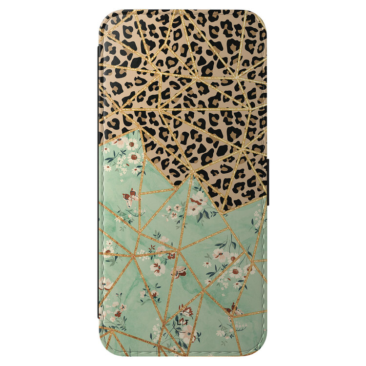 Leuke Telefoonhoesjes Samsung Galaxy A56 bookcase leer - Luipaard flower print