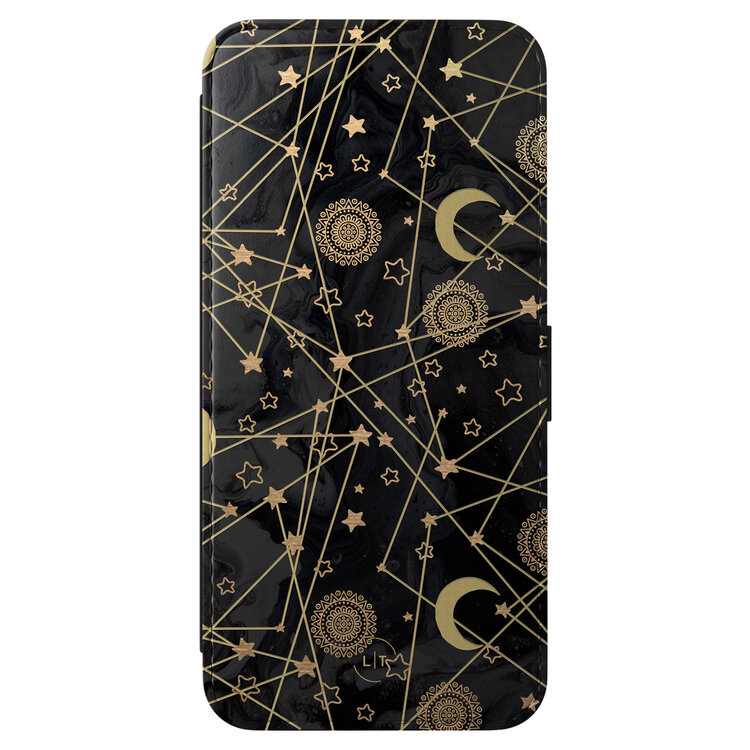 Leuke Telefoonhoesjes Samsung Galaxy A56 bookcase leer - Sun, moon, stars