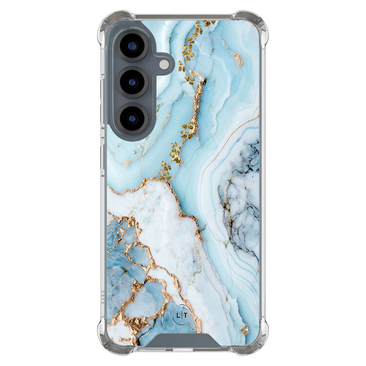 Leuke Telefoonhoesjes Samsung Galaxy S25 shockproof case - Marmer babyblauw