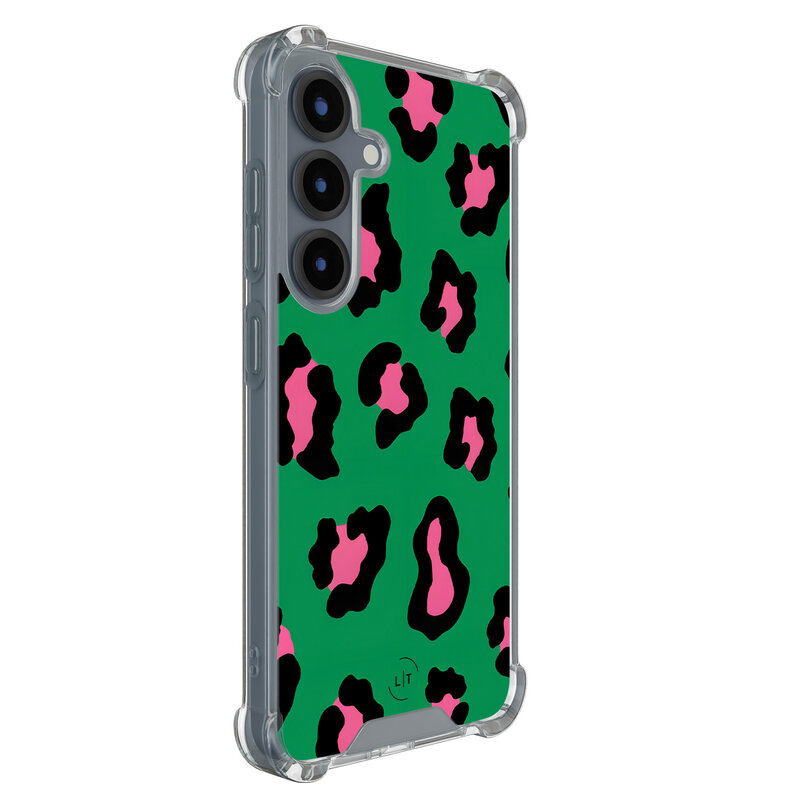 Leuke Telefoonhoesjes Samsung Galaxy S25 shockproof case - Luipaard groen roze