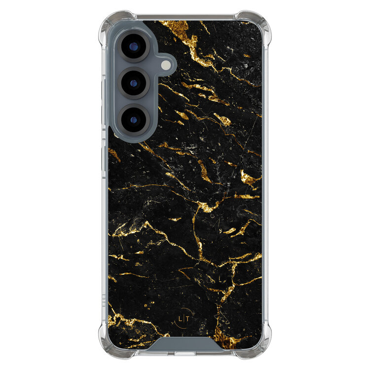 Leuke Telefoonhoesjes Samsung Galaxy S25 shockproof case - Marmer zwart goud
