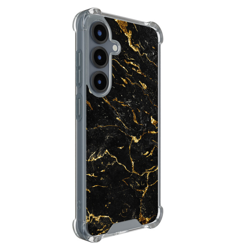 Leuke Telefoonhoesjes Samsung Galaxy S25 shockproof case - Marmer zwart goud
