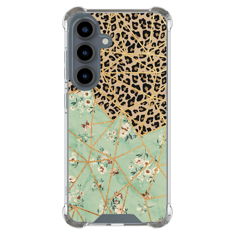 Leuke Telefoonhoesjes Samsung Galaxy S25 shockproof case - Luipaard flower print