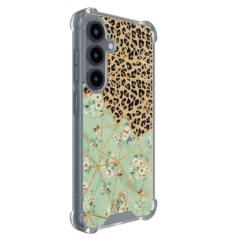 Leuke Telefoonhoesjes Samsung Galaxy S25 shockproof case - Luipaard flower print