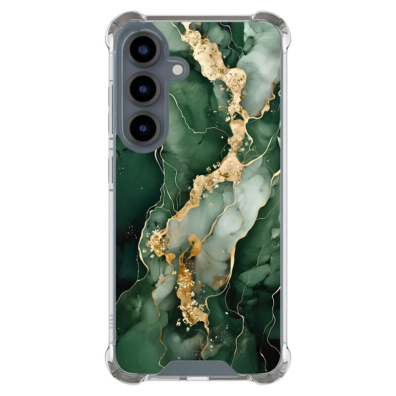 Leuke Telefoonhoesjes Samsung Galaxy S25 shockproof case - Marmer groen goud