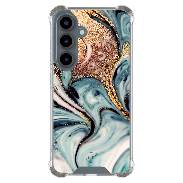 Leuke Telefoonhoesjes Samsung Galaxy S25 shockproof case - Marmer blauw goud