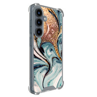 Leuke Telefoonhoesjes Samsung Galaxy S25 shockproof case - Marmer blauw goud