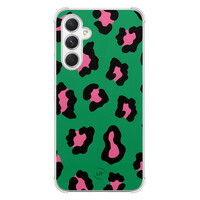 Leuke Telefoonhoesjes Samsung Galaxy A54 shockproof case - Luipaard groen roze