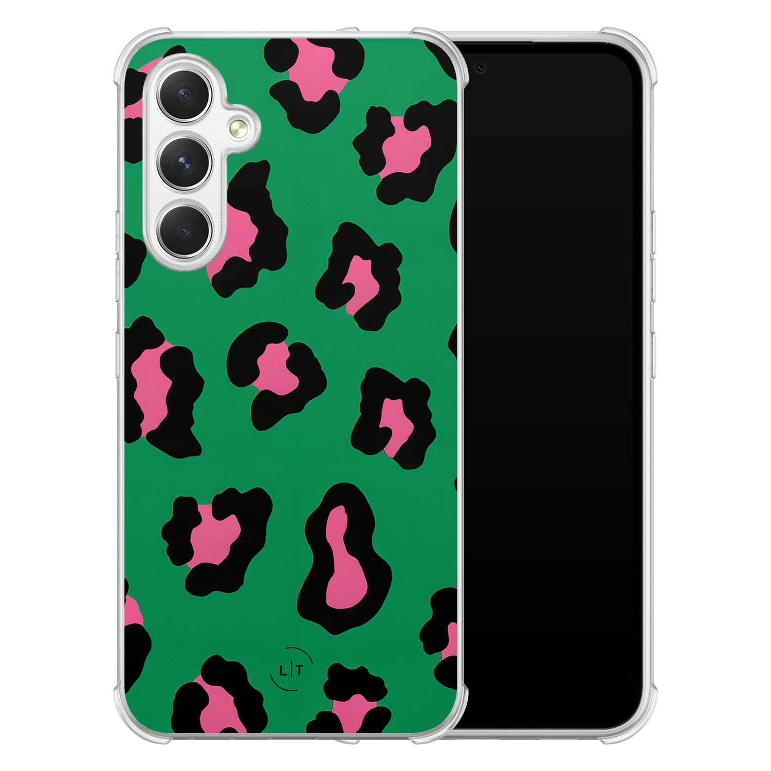 Leuke Telefoonhoesjes Samsung Galaxy A54 shockproof case - Luipaard groen roze