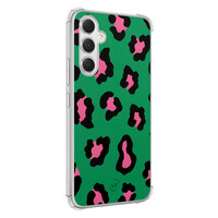 Leuke Telefoonhoesjes Samsung Galaxy A54 shockproof case - Luipaard groen roze