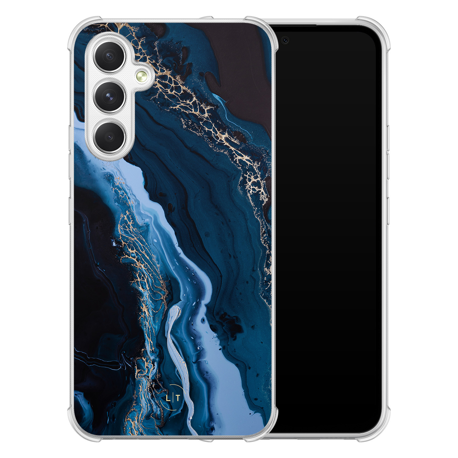 Leuke Telefoonhoesjes Samsung Galaxy A54 shockproof case - Marmer lagoon blauw