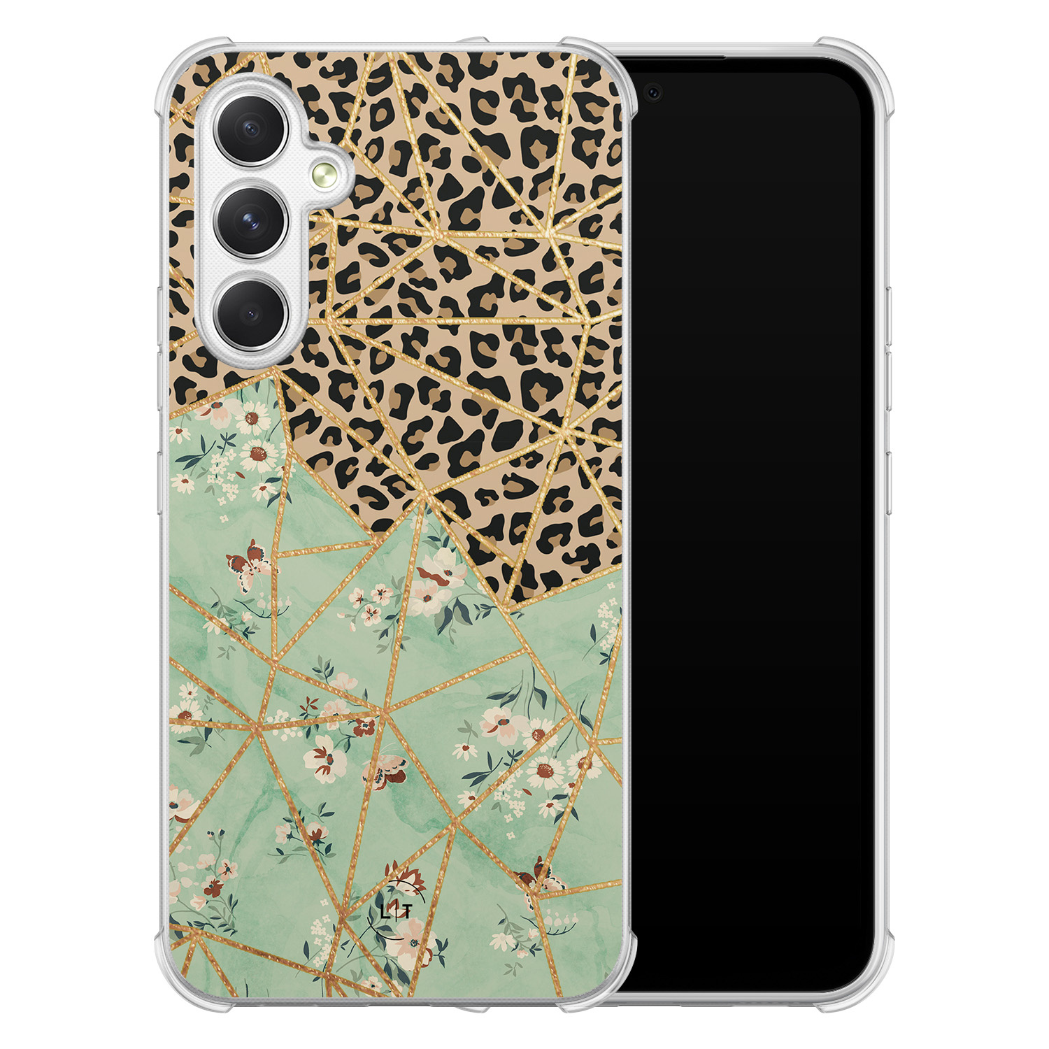 Leuke Telefoonhoesjes Samsung Galaxy A54 shockproof case - Luipaard flower print
