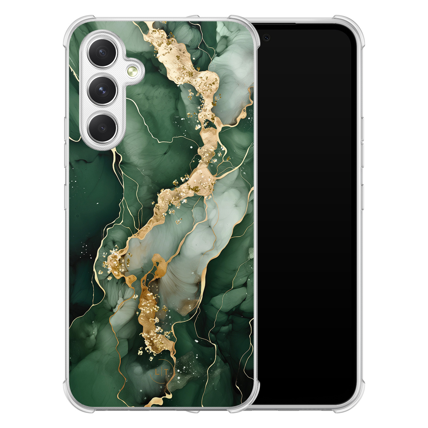 Leuke Telefoonhoesjes Samsung Galaxy A54 shockproof case - Marmer groen goud
