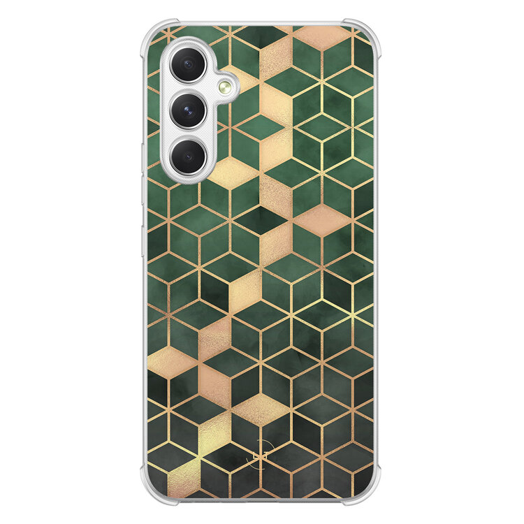 Leuke Telefoonhoesjes Samsung Galaxy A54 shockproof case - Kubus groen