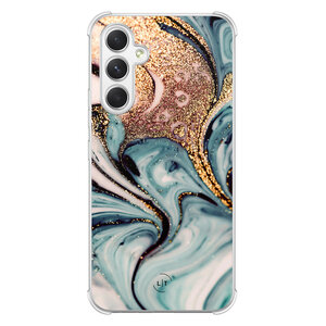 Leuke Telefoonhoesjes Samsung Galaxy A54 shockproof case - Marmer blauw goud