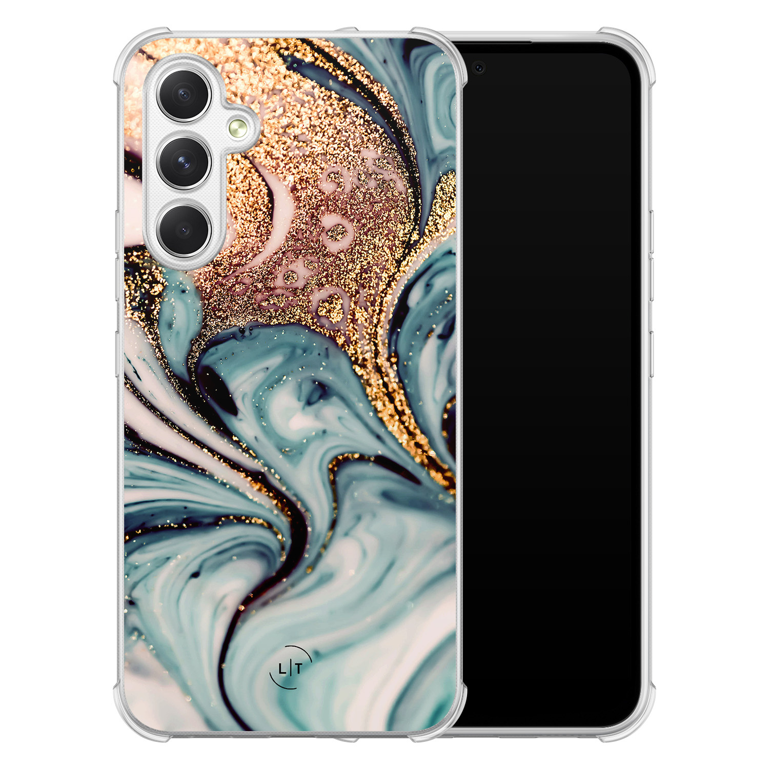 Leuke Telefoonhoesjes Samsung Galaxy A54 shockproof case - Marmer blauw goud