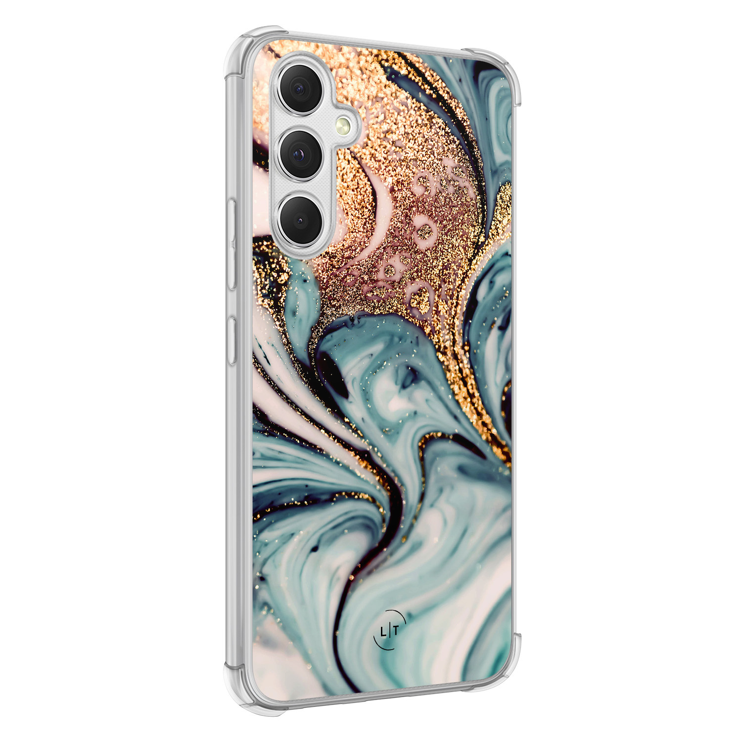 Leuke Telefoonhoesjes Samsung Galaxy A54 shockproof case - Marmer blauw goud