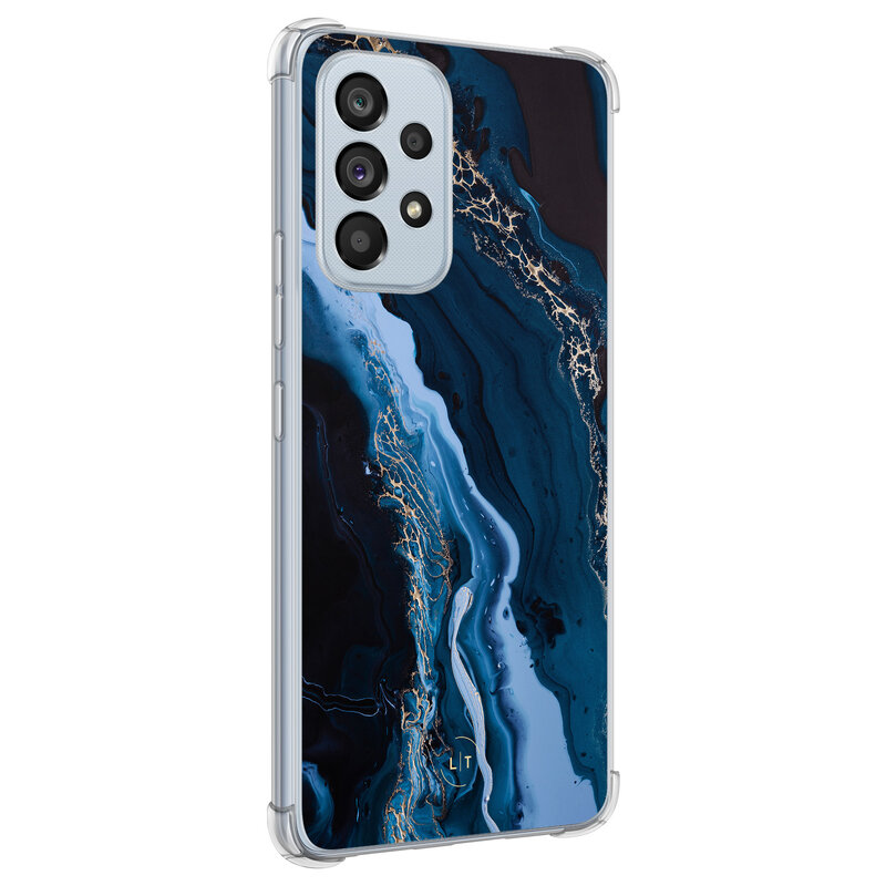 Leuke Telefoonhoesjes Samsung Galaxy A53 shockproof case - Marmer lagoon blauw