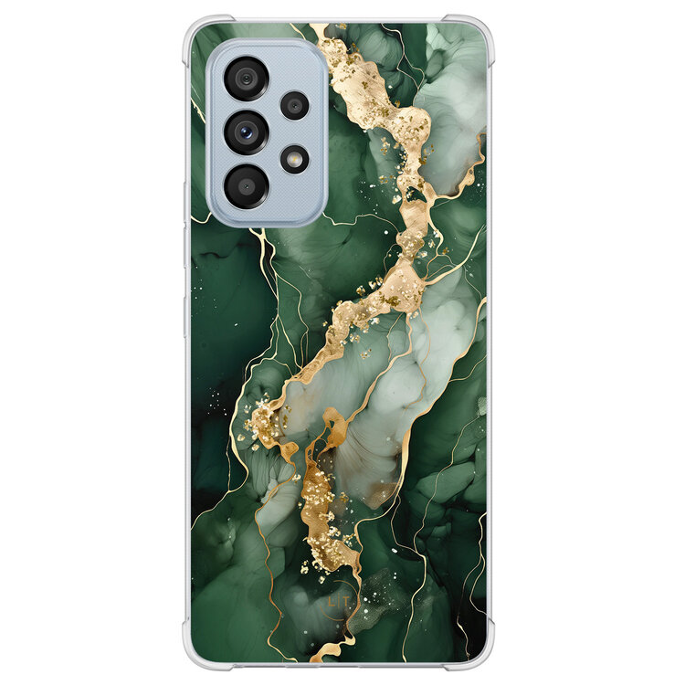 Leuke Telefoonhoesjes Samsung Galaxy A53 shockproof case - Marmer groen goud