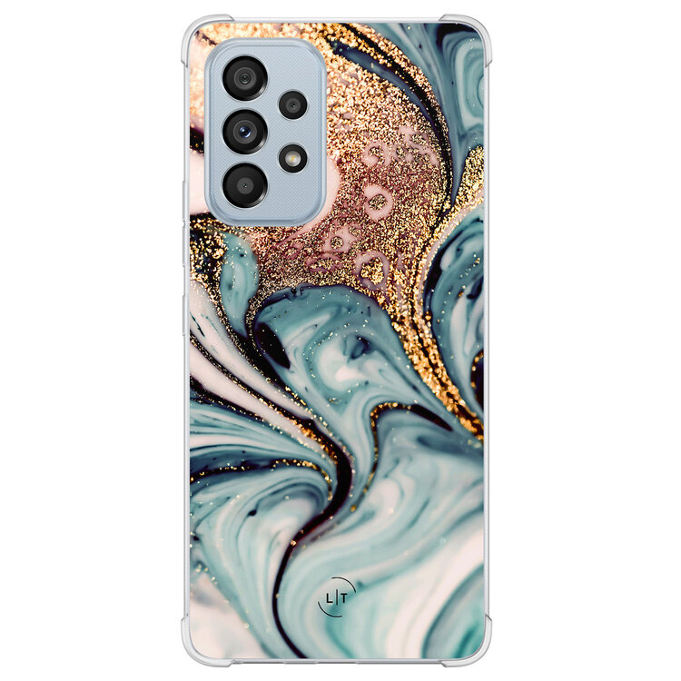 Leuke Telefoonhoesjes Samsung Galaxy A53 shockproof case - Marmer blauw goud