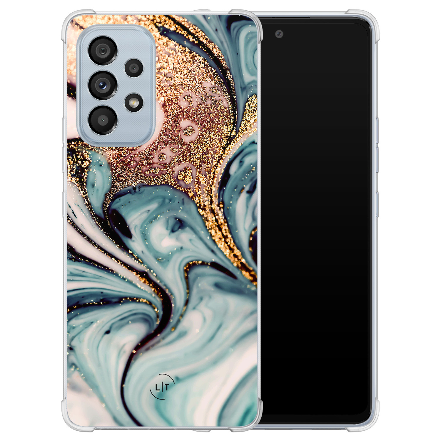 Leuke Telefoonhoesjes Samsung Galaxy A53 shockproof case - Marmer blauw goud