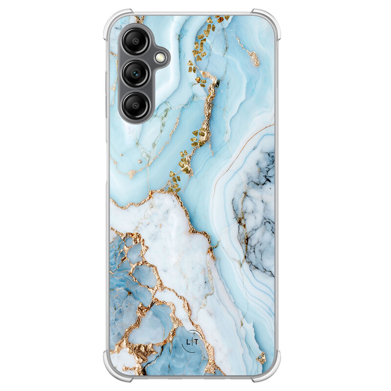 Leuke Telefoonhoesjes Samsung Galaxy A14 shockproof case - Marmer babyblauw
