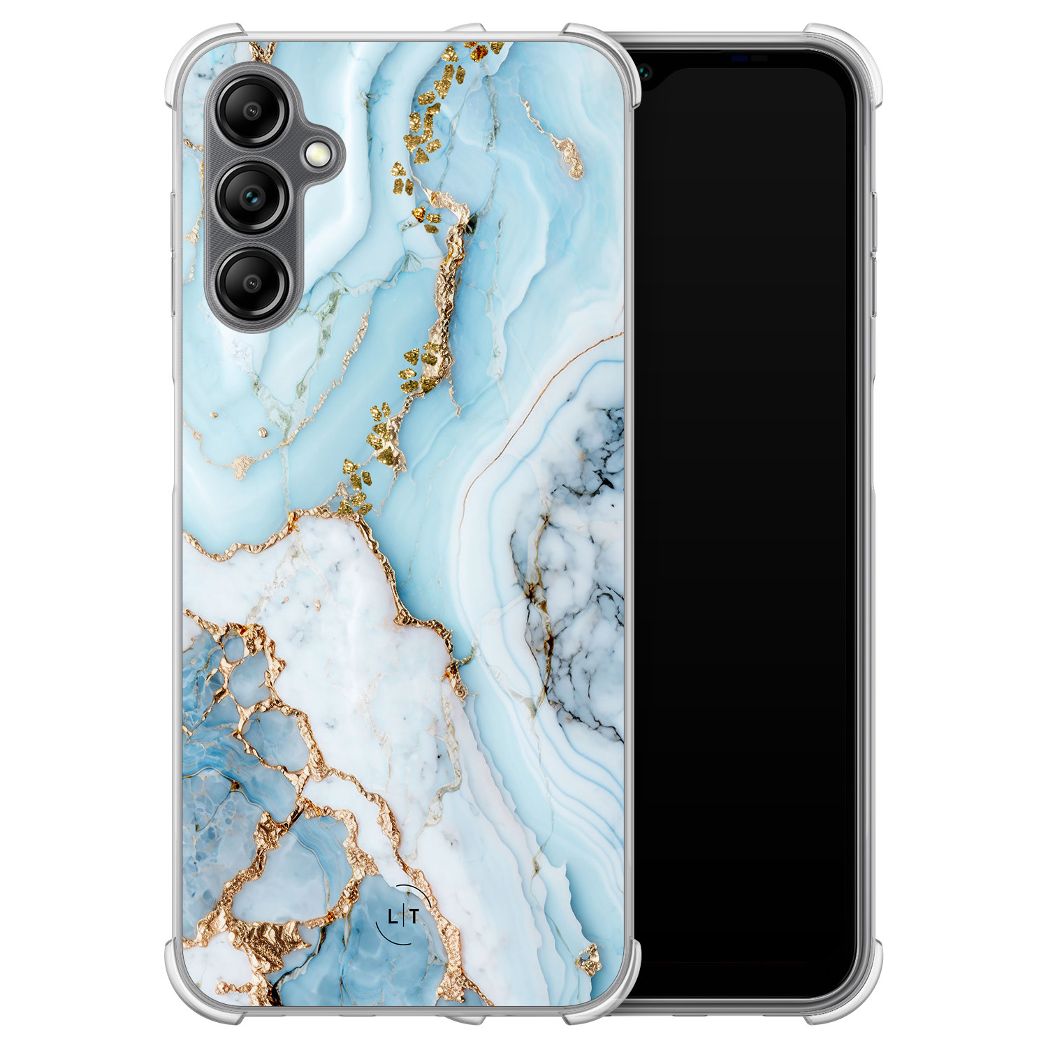 Leuke Telefoonhoesjes Samsung Galaxy A14 shockproof case - Marmer babyblauw