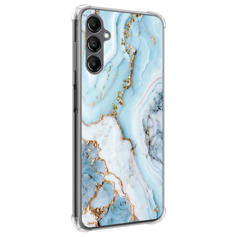 Leuke Telefoonhoesjes Samsung Galaxy A14 shockproof case - Marmer babyblauw
