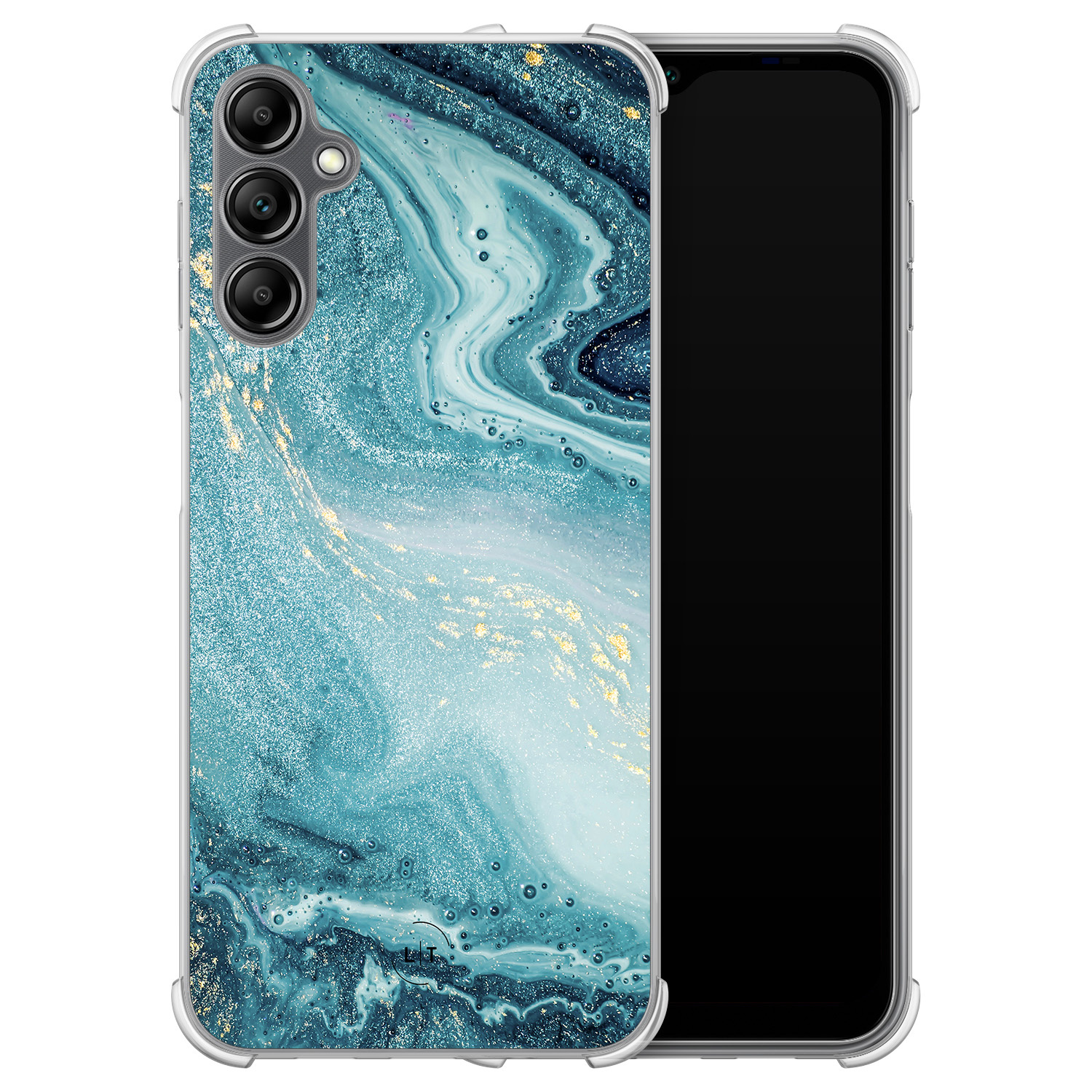 Leuke Telefoonhoesjes Samsung Galaxy A14 shockproof case - Marmer blauw