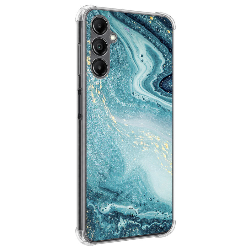 Leuke Telefoonhoesjes Samsung Galaxy A14 shockproof case - Marmer blauw