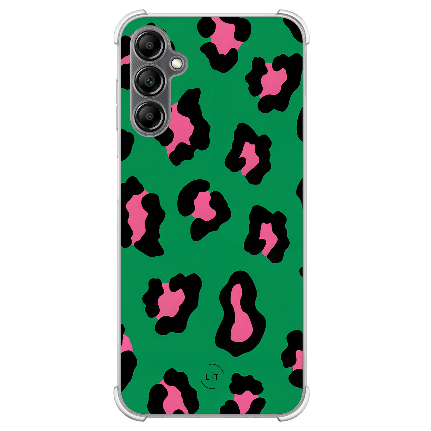 Leuke Telefoonhoesjes Samsung Galaxy A14 shockproof case - Luipaard groen roze