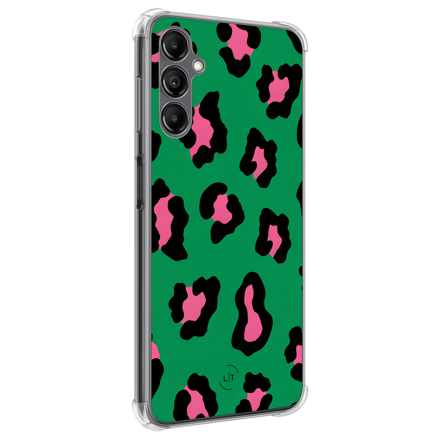 Leuke Telefoonhoesjes Samsung Galaxy A14 shockproof case - Luipaard groen roze