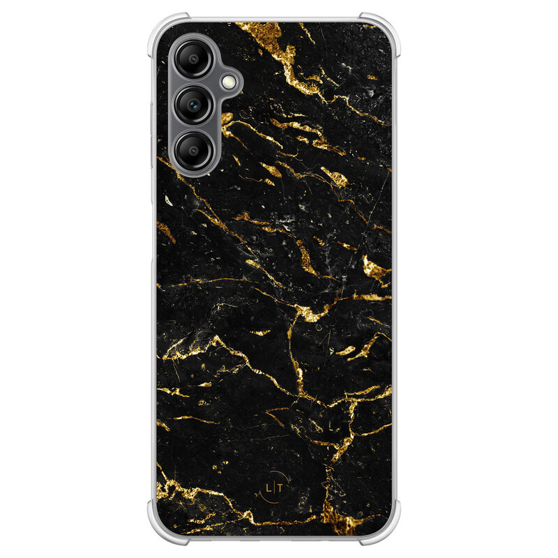 Leuke Telefoonhoesjes Samsung Galaxy A14 shockproof case - Marmer zwart goud