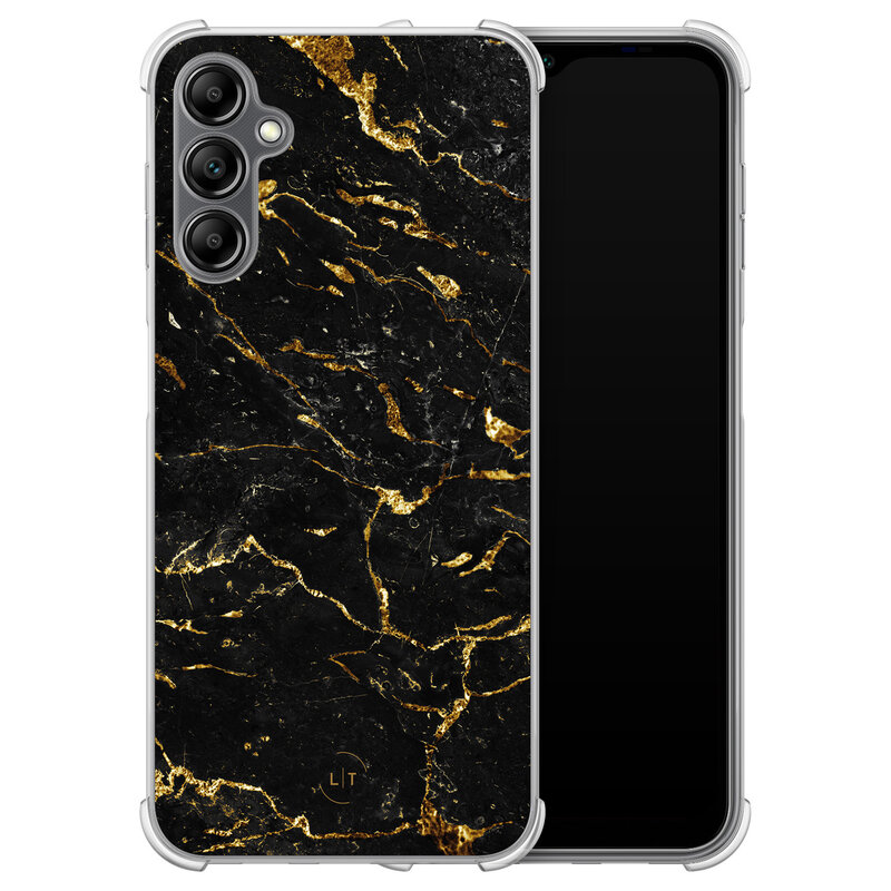 Leuke Telefoonhoesjes Samsung Galaxy A14 shockproof case - Marmer zwart goud
