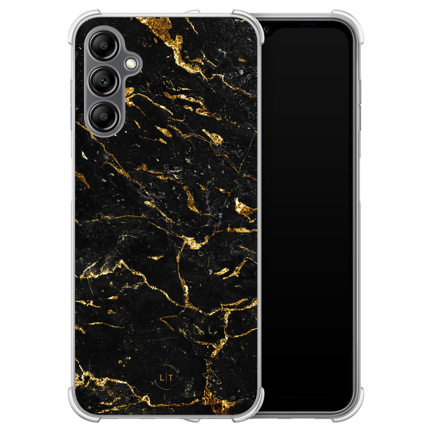 Leuke Telefoonhoesjes Samsung Galaxy A14 shockproof case - Marmer zwart goud