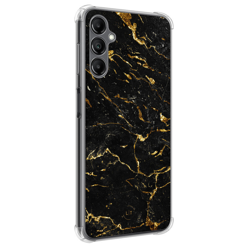 Leuke Telefoonhoesjes Samsung Galaxy A14 shockproof case - Marmer zwart goud
