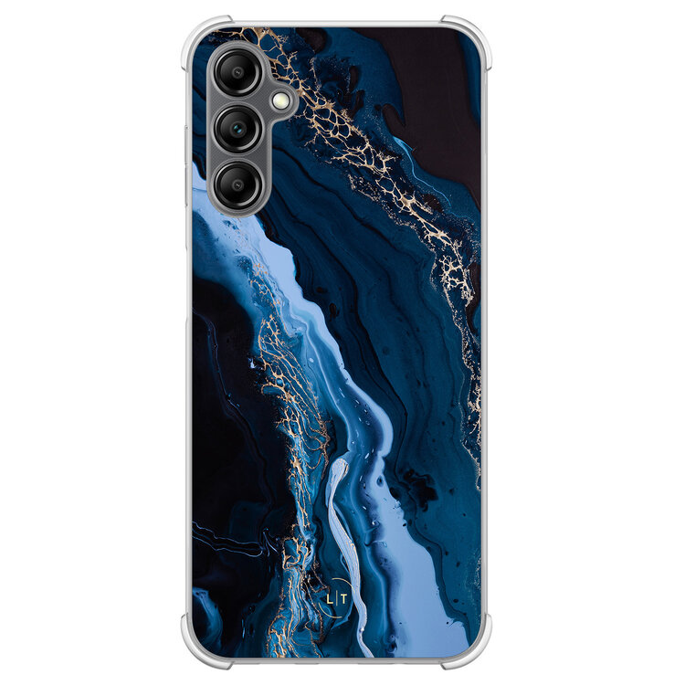 Leuke Telefoonhoesjes Samsung Galaxy A14 shockproof case - Marmer lagoon blauw